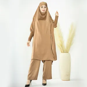 Model baru pakaian wanita Islam dua potong gaun Hijab dan Celana set gaun doa abaya muslim 2 potong set Wanita muslim
