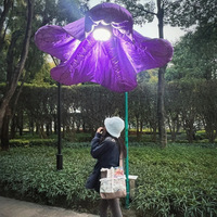 Lámpara de PVC con Forma de Flor de Apertura y Cierre Automático de Alta Tecnología, Control Remoto, Clasificación IP68, Decoración Roja para Paisajes Navideños