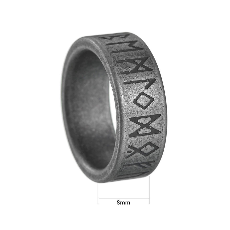 2026 New Vintage Viking Rune Ancient Ring for Men Europe and US Fashion ...