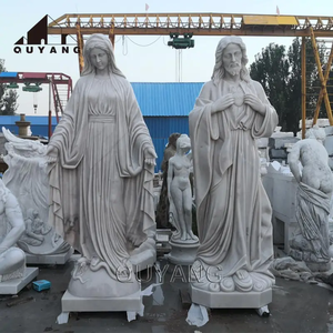 Vida-Tamanho Handcarved Religiosa Virgem Maria Bebê Jesus <span class=keywords><strong>St</strong></span>. <span class=keywords><strong>Joseph</strong></span> Escultura Religiosa Cristã Mármore Branco Estátua Sagrada Família - Product Image 4