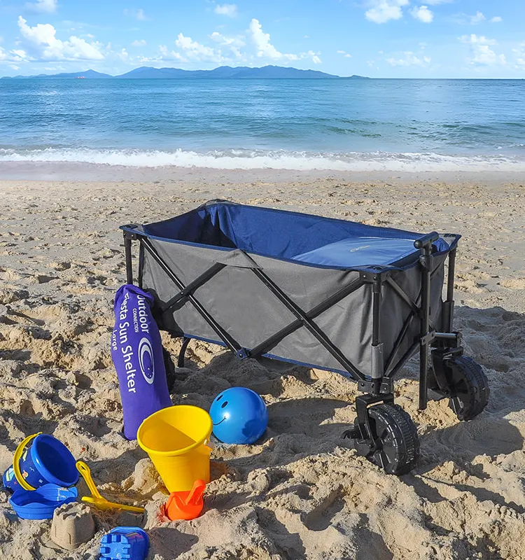 Carro de playa personalizado con ruedas grandes, carro de salón para ARENA, Camping, carrito de jardín, carrito plegable con niño, bebé y perro