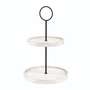 Soporte de Pastel de Madera Ecológico de 2 Niveles con Barra Central de Metal y Diseño de Asa en Anillo, Apto para Lavavajillas - Product Image 4