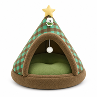 Lit pour chat en forme de sapin de Noël, Tente tipi à carreaux pour chien, Niche pour animal de compagnie mignonne en forme d'ours avec garniture en sherpa, Fournisseur