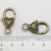 Crochets mousquetons en alliage de bronze antique en forme de cœur pour la fabrication de colliers et bracelets DIY, apprêts pour la création de chaînes de bijoux personnalisées