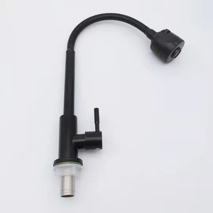 Thép không gỉ hiện đại lạnh treo tường kéo xuống màu đen đòn bẩy duy nhất chức năng bồn rửa nước TAP Vòi Nước Nhà Bếp - Product Image 2