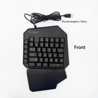Clavier de jeu à une main T-WOLF T19 40 touches, rétroéclairage RVB, ergonomique, clavier portable USB pour PC, clavier pour gaucher pour PC