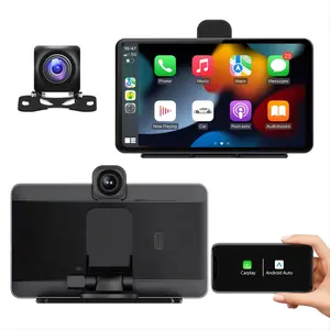 Taşınabilir araba Stereo kablosuz Carplay/Android oto taşınabilir araba radyo ile 7 "HD dokunmatik Dash kamera