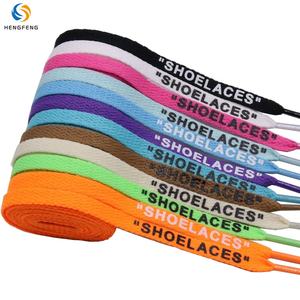도매 사용자 정의 평면 실크 스크린 인쇄 신발 끈 8mm 폭 개인화 된 텍스트 로고 인쇄 신발 끈 - Product Image 1
