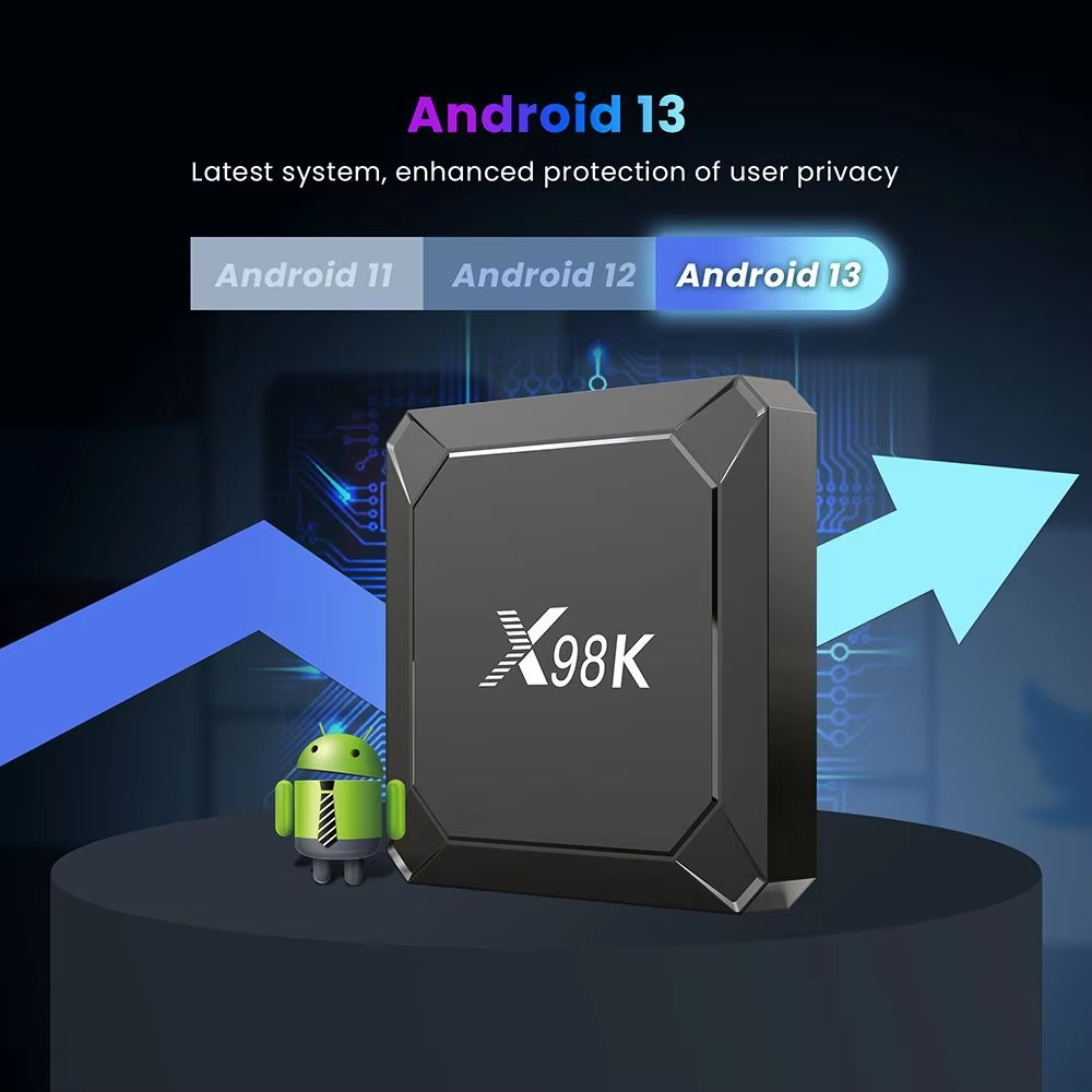 Fast Speed 4K Android TV Box X98K with Clock Display & Dual WiFi