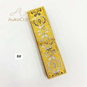 Fita de Renda de Poliéster para Costura DIY de 33mm com Fio Dourado, Renda Étnica, Tecido Jacquard Computadorizado para Cortinas e Acabamentos de Vestuário - Product Image 2