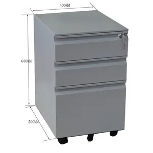 移动基座金属钢文件柜移动家用厨柜3抽屉固定柜