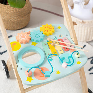 COMMIKI Bois Enfants Push Walker Occupé Conseil <span class=keywords><strong>Activité</strong></span> Jouet Faire semblant Jouer Bébé Apprentissage <span class=keywords><strong>Chariot</strong></span> avec Xylophone et Jeu de Couleur - Product Image 3