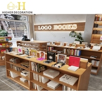 LED-Beleuchtung Holz-Buchpräsentationsvitrine Kinderbibliothek Bücherregal Runde Insel-Bücherregale
