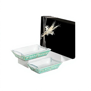Mother Of Pearl And Glass Dessert Tray Set Of 2 Different Sizes Chocolates Dates Serving Tray For Top Selling - Product Image 1