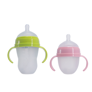 Sin BPA, venta al por mayor, botella de leche con patrón navideño de grado alimenticio, biberón de silicona anticólicos para bebés recién nacidos - Product Image 1