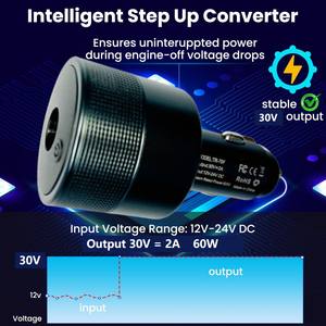 Adaptateur de voiture Starlink Mini 12V vers 30V 2A <span class=keywords><strong>DC</strong></span>, convertisseur élévateur de tension avec adaptateur allume-cigare 60W, idéal pour voiture, <span class=keywords><strong>camping</strong></span>-<span class=keywords><strong>car</strong></span>, bateau - Product Image 3