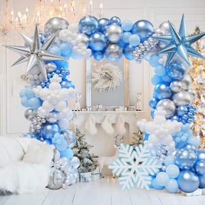 <span class=keywords><strong>Kit</strong></span> de guirlande d'arche de ballons Frozen avec <span class=keywords><strong>des</strong></span> ballons flocons de <span class=keywords><strong>neige</strong></span> argentés, bleus et blancs pour les décorations de fête d'<span class=keywords><strong>anniversaire</strong></span> de princesse pour filles - Product Image 1