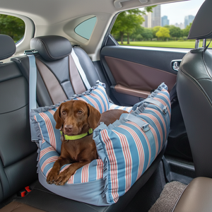 Großhandel Tragbares Wasserdichtes Hundebett Autositz-Kissen für Katzen und Hunde Transport Abnehmbares Gestreiftes Reisebett - Product Image 1