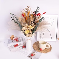 75-90pcs Buket Bunga Kering Bohemian Buatan Tangan - Bunga Jerami, Rumput Pampas, Ekor Kelinci, Eucalyptus - Dekorasi Rumah Pedesaan untuk Festival dan Pesta