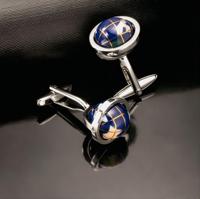 Boutons de manchette personnalisés rotatifs en forme de globe terrestre, en émail argenté et cuivre, pour chemise de ville, cadeaux pour hommes