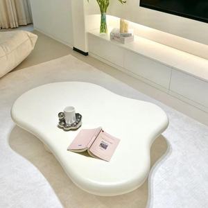 Tavolino da Caffè Moderno per Piccoli Appartamenti, Colore Crema, Design Contemporaneo, in Vetro, per <span class=keywords><strong>Soggiorno</strong></span>, Arredamento Casa, Disponibile in Diverse Misure - Product Image 6