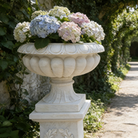 Grand pot à fleurs en marbre sculpté à la main pour hôtel, extérieur, design moderne, finition polie à la main