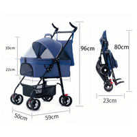 Offre Spéciale chariot de luxe pliable à quatre roues pour chien panier séparable respirant transporteur pour animaux de compagnie pour voyage en plein air landau pas bouché