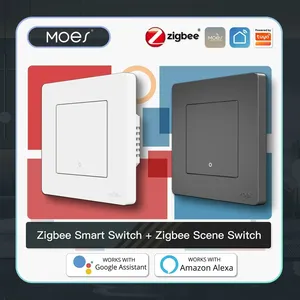 Interruptor de Luz Inteligente MOES Tuya ZigBee Serie Star Ring, Sin Cable Neutro, Sin Condensador, Compatible con Smart Life, <span class=keywords><strong>Alexa</strong></span> y Google Home - Product Image 1