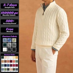 VSCOO Maglione da Uomo Bianco Semplice Personalizzato Stile Old Money, Pullover Invernale Lavorato a Maglia con Collo Risvoltato di Ralph Lauren per Uomo - Product Image 1