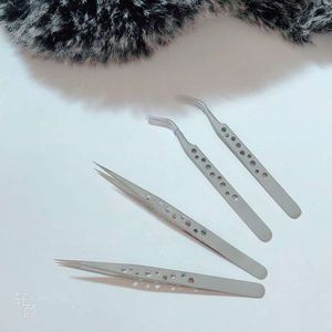 Manufacturer's stainless steel tweezers with nine-hole polished head, anti-slip and hardened, for picking bird's nest, nail - Product Image 1