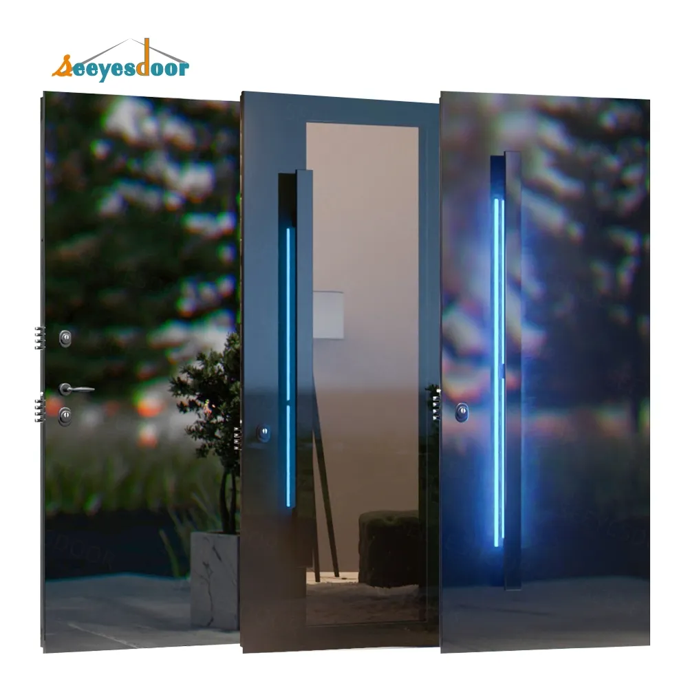 玄関からの家のためのガラス金属ドアが付いているSeeyesdoorガラスアルミニウム外装スマートロック玄関ドア