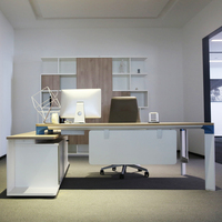 Bureau de direction en forme de L moderne en MDF peint, mobilier de bureau pour chef d'entreprise, PDG, directeur, certifié CE, montage facile et durable