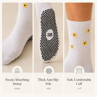 Chaussettes de Pilates Premium d'Intérieur pour Femmes, Chaussettes de Fitness Personnalisées à Mi-Mollet avec Grip en Silicone Antidérapantes pour Yoga