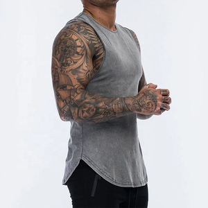 カスタムメンズフィットネス服ジムタンクトップコットンリブタンクトップノースリーブTシャツジムメンズウォッシュドタンクトップ - Product Image 4