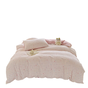 Soft Washed Cotton Four-piece <b>Bedding</b> Set Duvet Cover Fitted Sheet Single Bed Student Dormitory Breathable Skin-friendly - Product Image 5