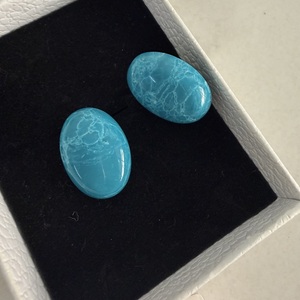 Boucles d'oreilles semi-précieuses 8x25mm Pierre ovale Bleu naturel Boucles d'oreilles en acier inoxydable Bijoux en acier inoxydable <span class=keywords><strong>tendance</strong></span> - Product Image 3