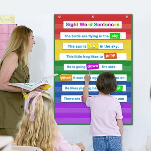 Tablero de bolsillo con 10 bolsillos, tablero de pared de plástico transparente para colgar en la pared, tablero para el aula, para la vuelta al cole, exhibición de aprendizaje - Product Image 6