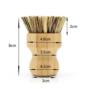 Kitchen Bamboo Dish <b>Scrub</b> <b>Brushes</b> Wooden Cleaning Scrubber with Natural Bristles - Product Image 3