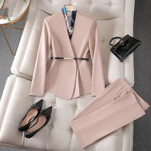 Women's Suit Set Satin Spandex Anti-Wrinkle Formal Commute Workwear YX-8023 - Product Image 1