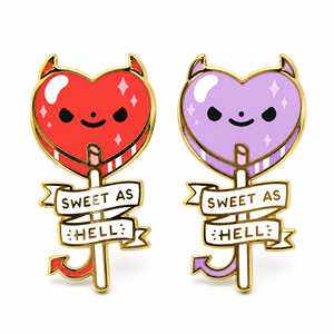 Dropshipping Emamel süß wie die Hölle Lutscher Emamel-Pins Süßigkeiten niedlich Teufel <span class=keywords><strong>Goth</strong></span> Hexe Kawaii Metall-Pin-Ausweis Brochsen Revers-Pin - Product Image 1