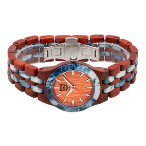 Montre analogique de luxe élégante à cadran en bois avec mouvement <span class=keywords><strong>Seiko</strong></span> Design en verre étanche et résistant à l'eau avec face en quartz marbré - Product Image 3