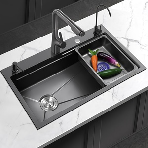 Fregadero de Cocina Grande de un Solo Tazón con Drenaje Izquierdo/Derecho, Fregadero de Acero Inoxidable 304 para Lavar Verduras y Platos - Product Image 1