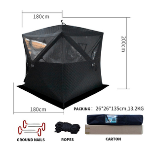 Tente de sauna isolée pop-up, tente chaude carrée portable pour le camping d'hiver, la pêche sur glace, abri chauffé mobile en plein air - Product Image 3