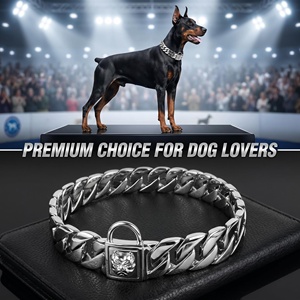 Collar de <span class=keywords><strong>Perro</strong></span> de Lujo de 32 mm, Cadena de Acero Inoxidable Dorada, Collar de Metal de Diseño para Perros de Razas Grandes, Pitbull, Mastín - Product Image 5