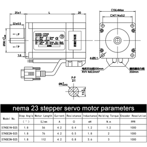 มอเตอร์2N 57HSE2N 23ตัวแบบง่ายมอเตอร์วงปิดและตัวควบคุมคนขับมอเตอร์57HSE2N-D25 - Product Image 4