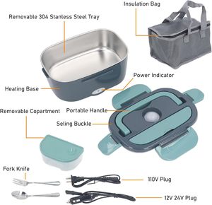 Produits en promotion pour la maison : boîte à lunch chauffante en plastique, boîte à lunch électrique avec cuillère - Product Image 3