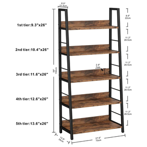 ODM OEM 59'' H X 27.6'' W X 13.8'' D D 5tiers Living Room Office <b>Show</b> Room Ladder Storage Shelf <b>Rack</b> Shelf Unit Bookcase - Product Image 6