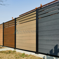 Clôture de Jardin Extérieure de 1,8 m en Bois Composite (WPC) avec Cadre en Alliage d'Aluminium, Bois Traité sous Pression Naturel pour Clôtures de Ferme et Aménagement Extérieur