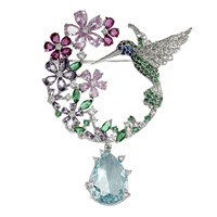 Broche XILIANGFEIZI de luxe élégante et haut de gamme, broche oiseau en zircon colorée