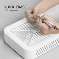 Dépoussiéreur d'ongles sans brosse 120W Turbo Extracteur de poussière d'ongles de bureau haute puissance avec forte aspiration pour Nail Art